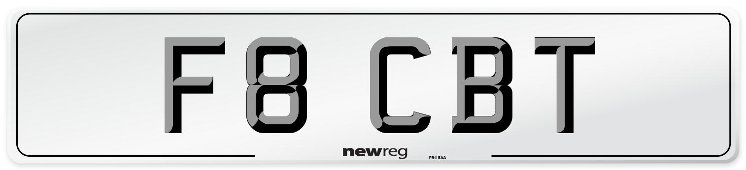 F8 CBT Number Plate from New Reg